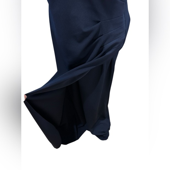 Xscape elegant navy one shoulder maxi dress size 14 - Picture 10 of 12